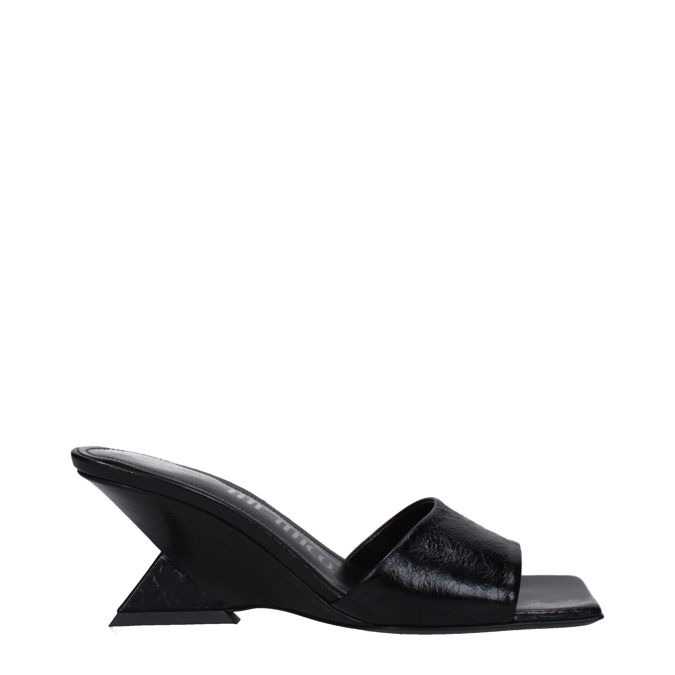 The Attico Black Leather Sandal